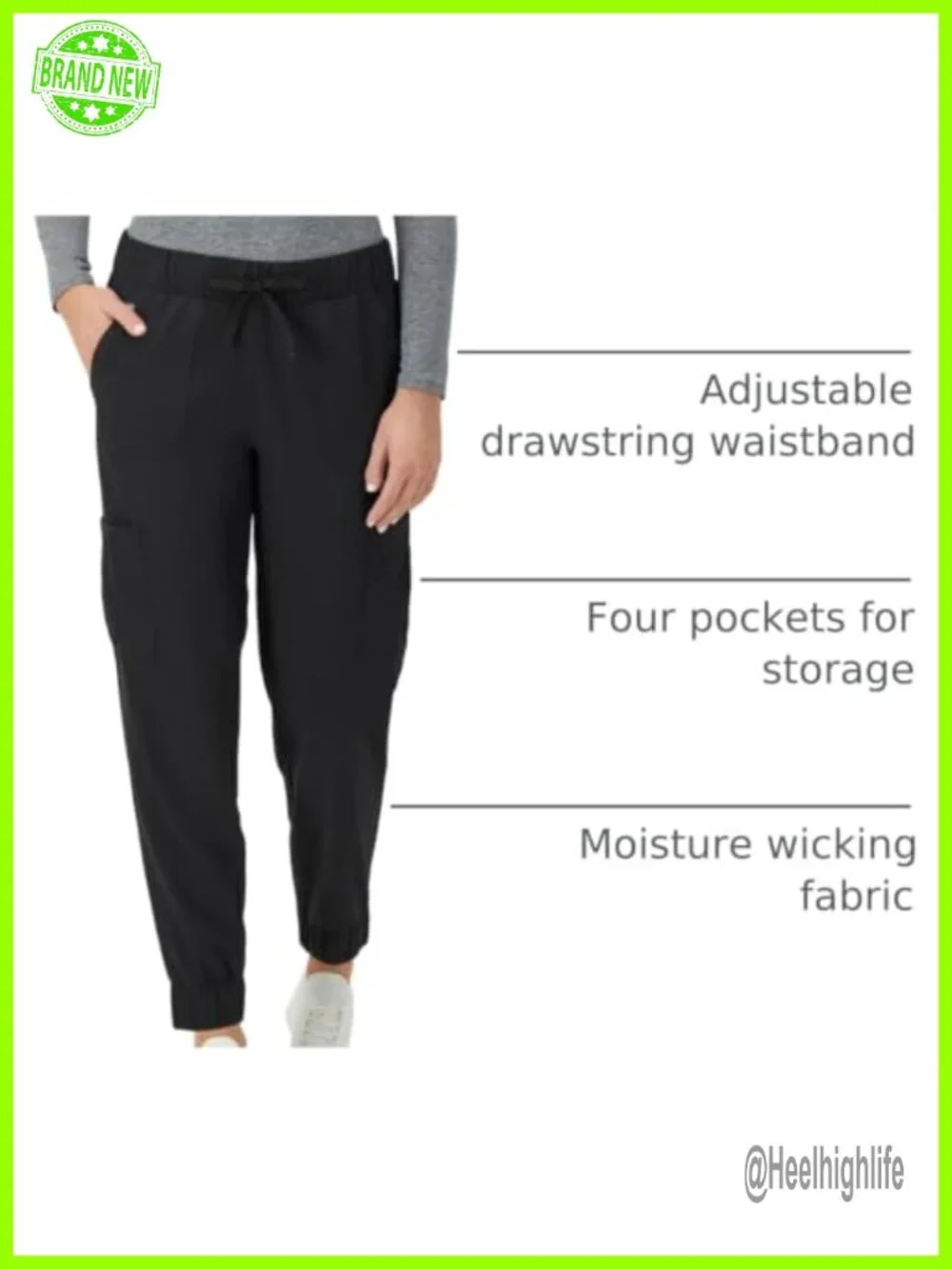 Women's Medical Scrub Cargo Joggers Moisture Wicking Adjustable Drawstring